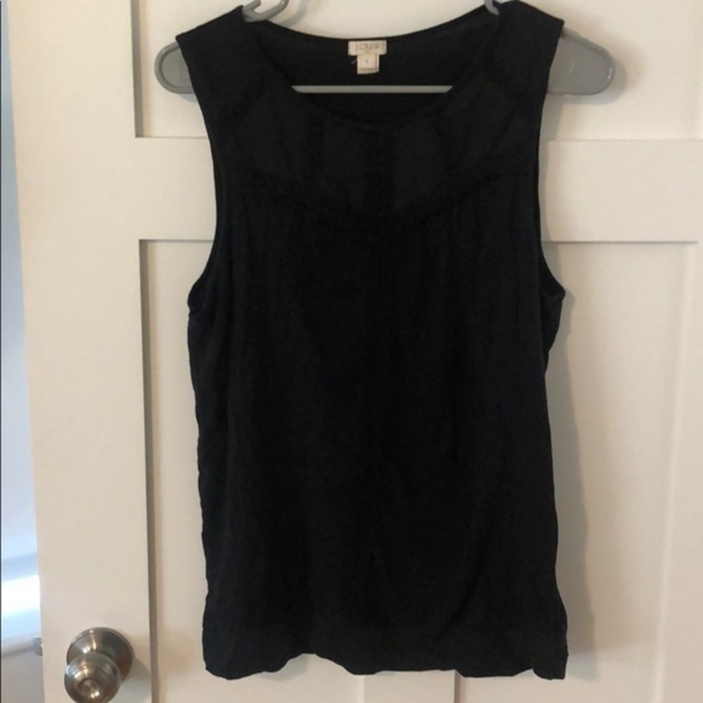 JCREW Black tank with embroidery
